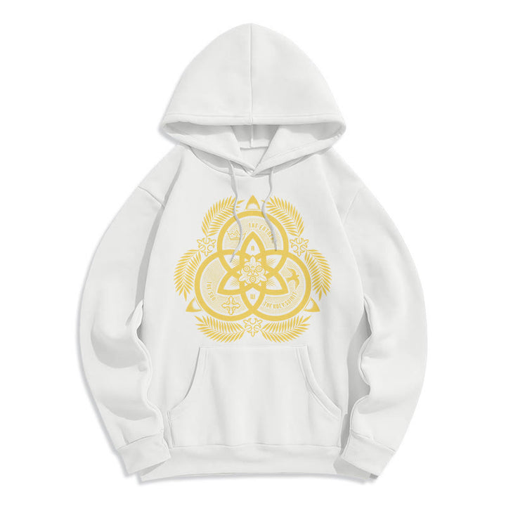 Christianartworkshop Classic Style Divine Unity Gold Sacred Emblem Fleece Lined Polyester Hoodie - White - 2XL - image 10