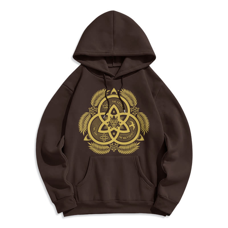 Christianartworkshop Classic Style Divine Unity Gold Sacred Emblem Fleece Lined Polyester Hoodie - Brown - 2XL - image 20