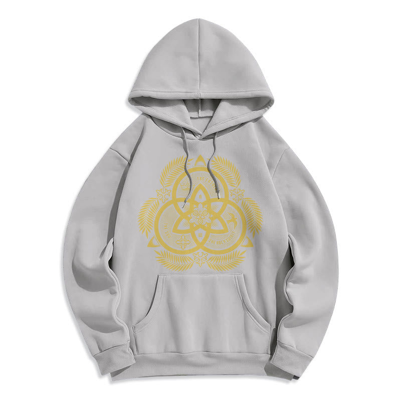 Christianartworkshop Classic Style Divine Unity Gold Sacred Emblem Fleece Lined Polyester Hoodie - Grey - 2XL - image 30