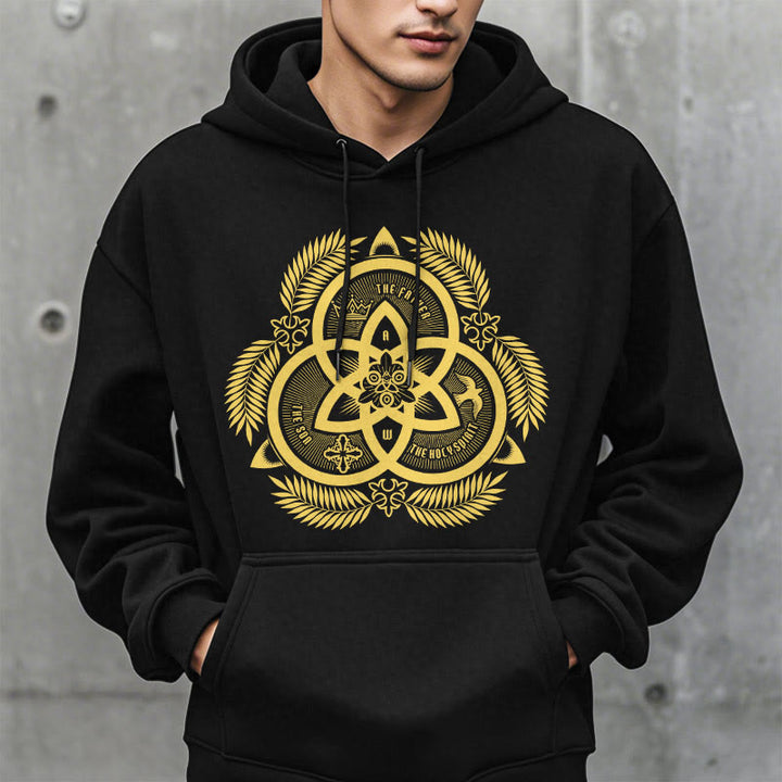 Christianartworkshop Classic Style Divine Unity Gold Sacred Emblem Fleece Lined Polyester Hoodie - image 8