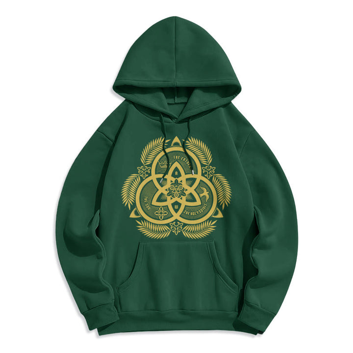 Christianartworkshop Classic Style Divine Unity Gold Sacred Emblem Fleece Lined Polyester Hoodie - Green - 2XL - image 0