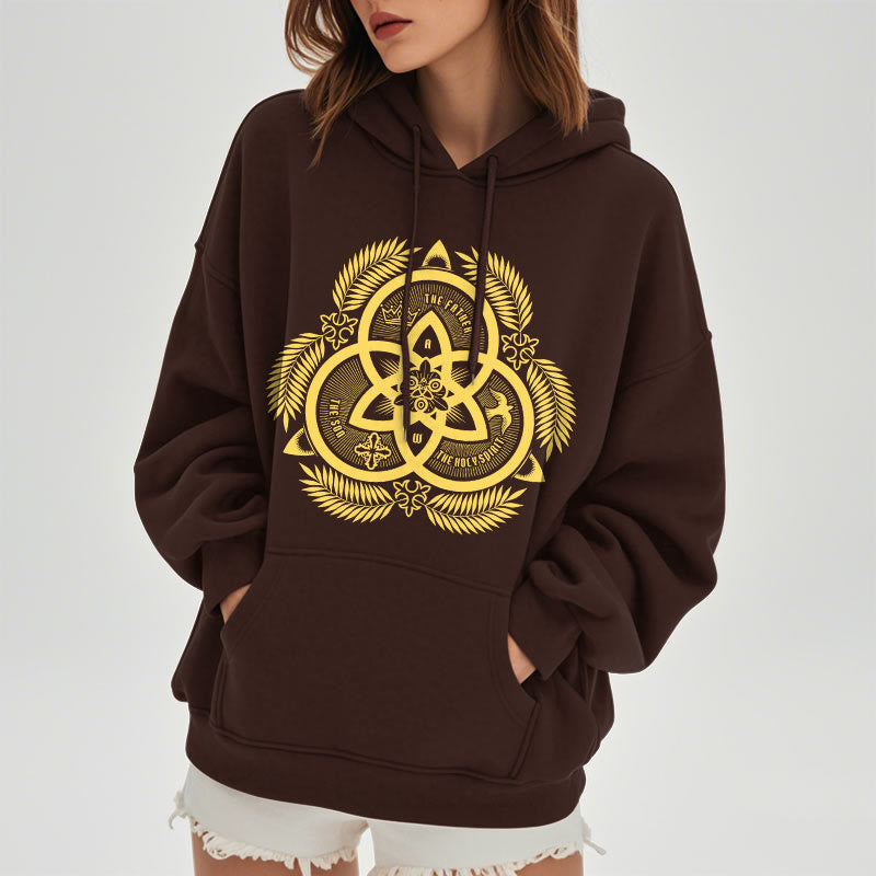 Christianartworkshop Classic Style Divine Unity Gold Sacred Emblem Fleece Lined Polyester Hoodie - image 23