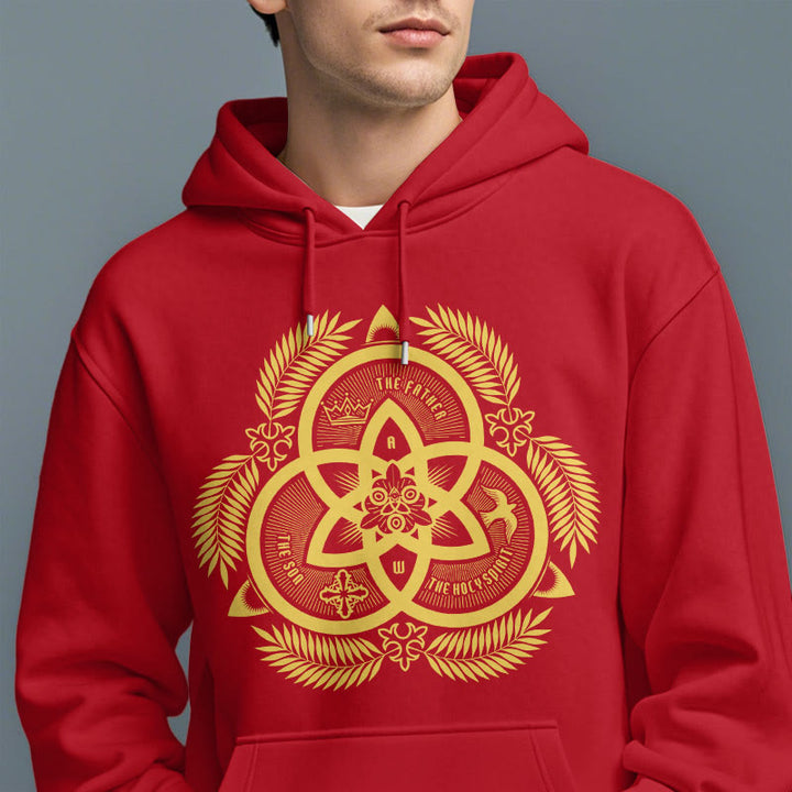 Christianartworkshop Classic Style Divine Unity Gold Sacred Emblem Fleece Lined Polyester Hoodie - image 38