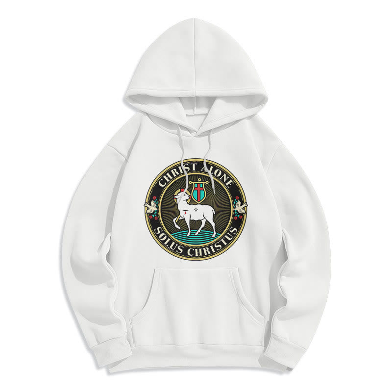 Christianartworkshop Modern Style Christ Alone Lamb of God Fleece Lined Polyester Hoodie - White - 2XL - image 10