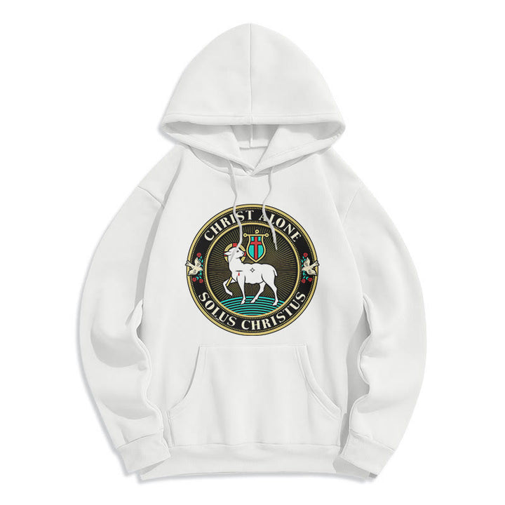 Christianartworkshop Modern Style Christ Alone Lamb of God Fleece Lined Polyester Hoodie - White - 2XL - image 10