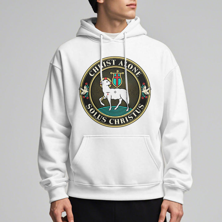Christianartworkshop Modern Style Christ Alone Lamb of God Fleece Lined Polyester Hoodie - image 12