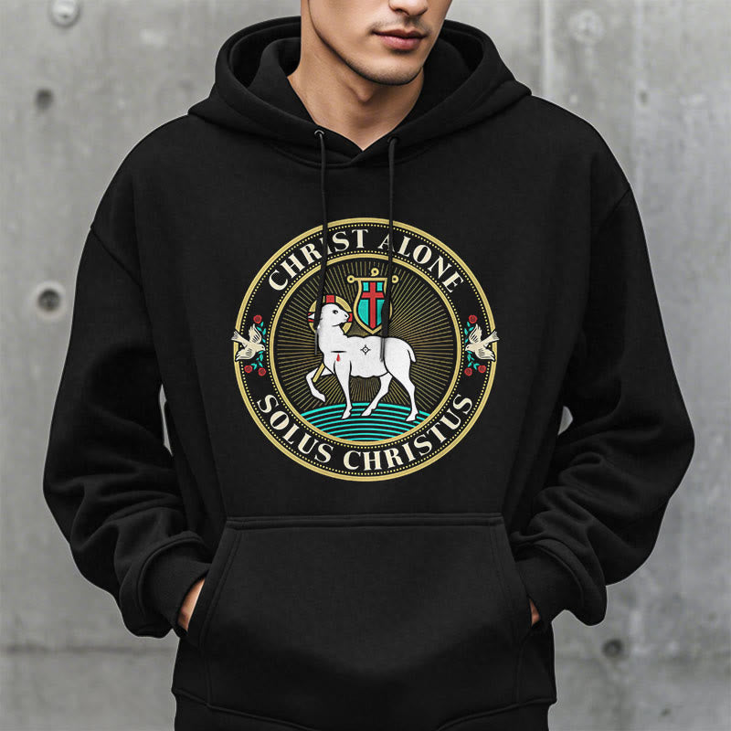 Christianartworkshop Modern Style Christ Alone Lamb of God Fleece Lined Polyester Hoodie - image 7