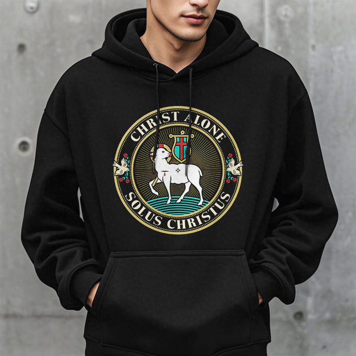 Christianartworkshop Modern Style Christ Alone Lamb of God Fleece Lined Polyester Hoodie - image 7