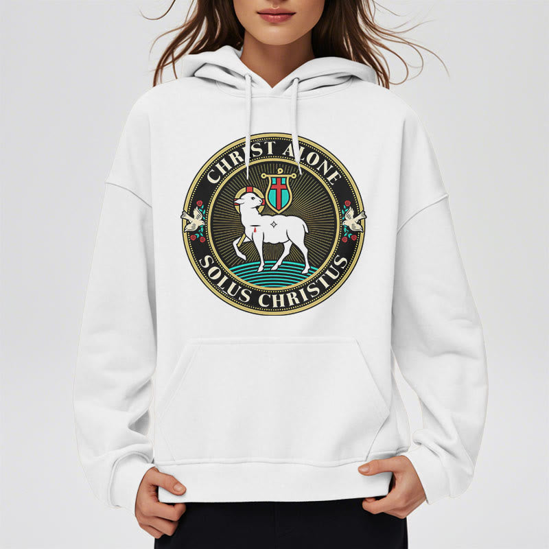 Christianartworkshop Modern Style Christ Alone Lamb of God Fleece Lined Polyester Hoodie - image 13