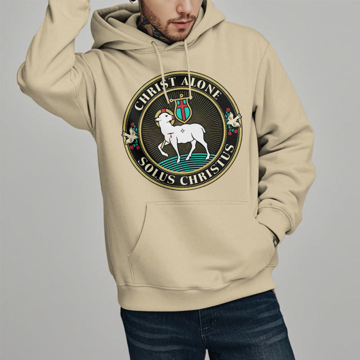 Christianartworkshop Modern Style Christ Alone Lamb of God Fleece Lined Polyester Hoodie - image 1