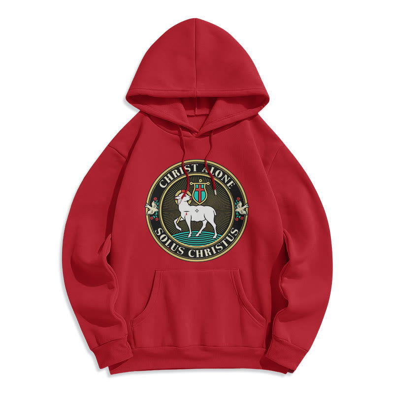 Christianartworkshop Modern Style Christ Alone Lamb of God Fleece Lined Polyester Hoodie - Red - 2XL - image 35