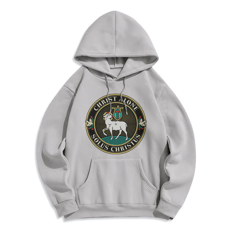Christianartworkshop Modern Style Christ Alone Lamb of God Fleece Lined Polyester Hoodie - Grey - 2XL - image 30