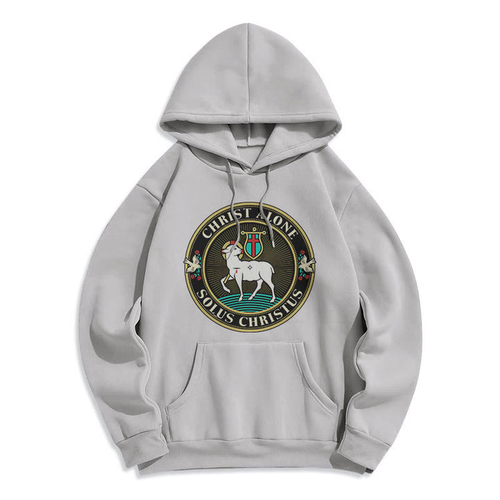 Christianartworkshop Modern Style Christ Alone Lamb of God Fleece Lined Polyester Hoodie - Grey - 2XL - image 30