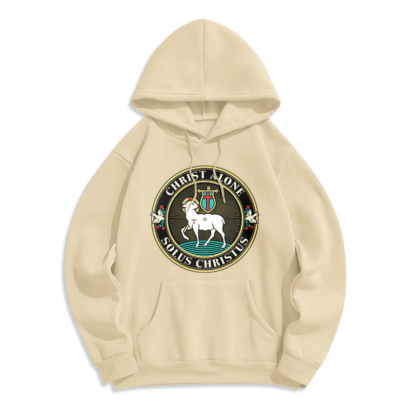 Christianartworkshop Modern Style Christ Alone Lamb of God Fleece Lined Polyester Hoodie - Beige - 2XL - image 0