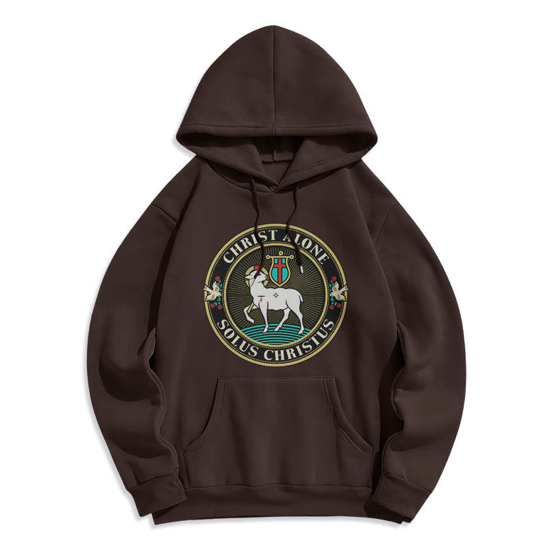 Christianartworkshop Modern Style Christ Alone Lamb of God Fleece Lined Polyester Hoodie - Brown - 2XL - image 15