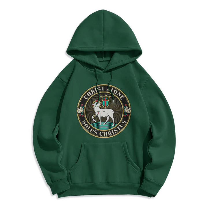 Christianartworkshop Modern Style Christ Alone Lamb of God Fleece Lined Polyester Hoodie - Green - 2XL - image 20