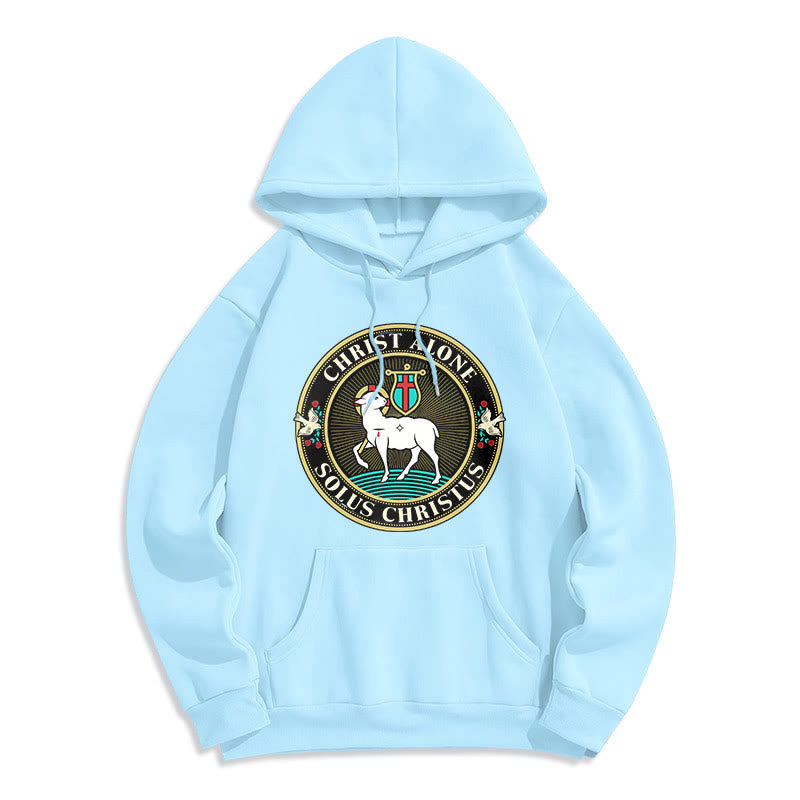 Christianartworkshop Modern Style Christ Alone Lamb of God Fleece Lined Polyester Hoodie - Blue - 2XL - image 25