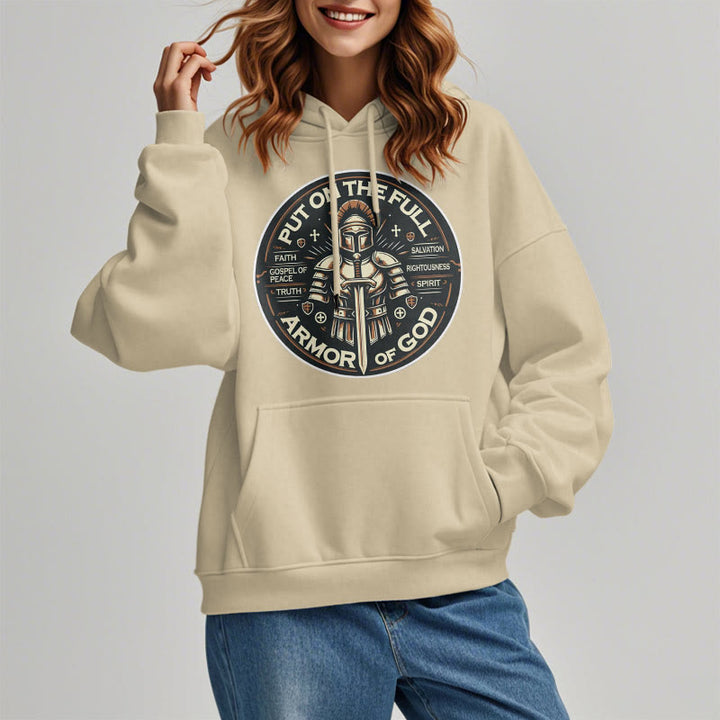 Christianartworkshop Modern Style Put On The Full Armor of God Fleece Lined Polyester Hoodie - image 17