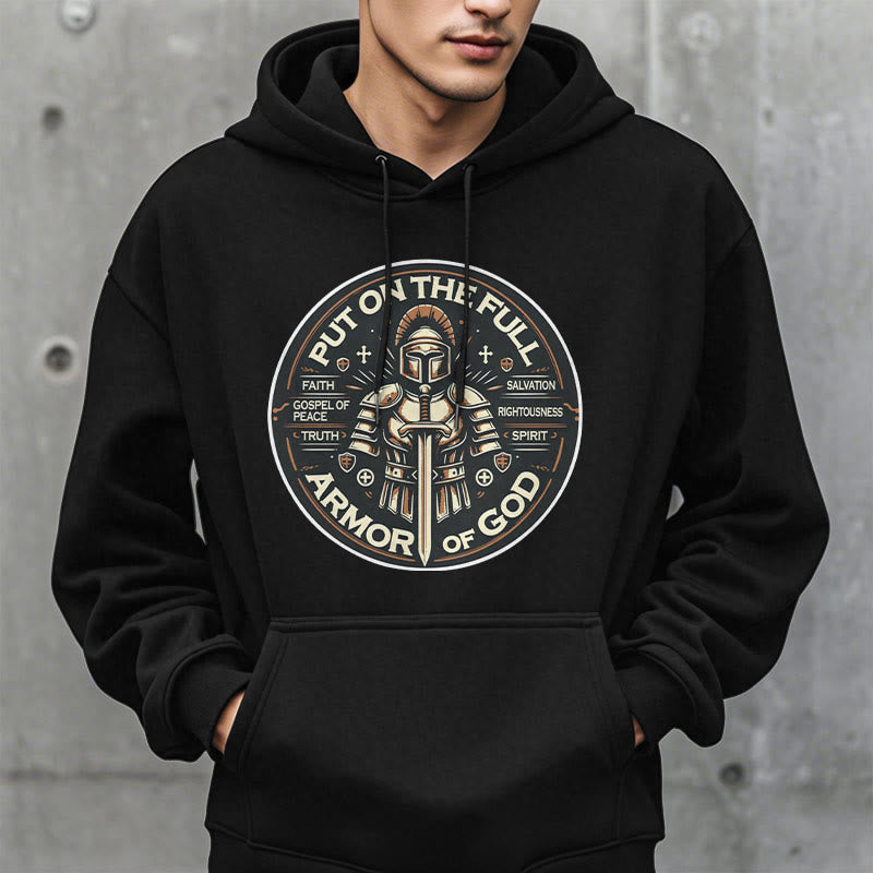 Christianartworkshop Modern Style Put On The Full Armor of God Fleece Lined Polyester Hoodie - image 7