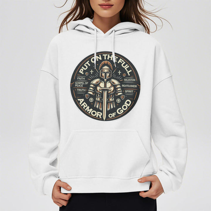 Christianartworkshop Modern Style Put On The Full Armor of God Fleece Lined Polyester Hoodie - image 12