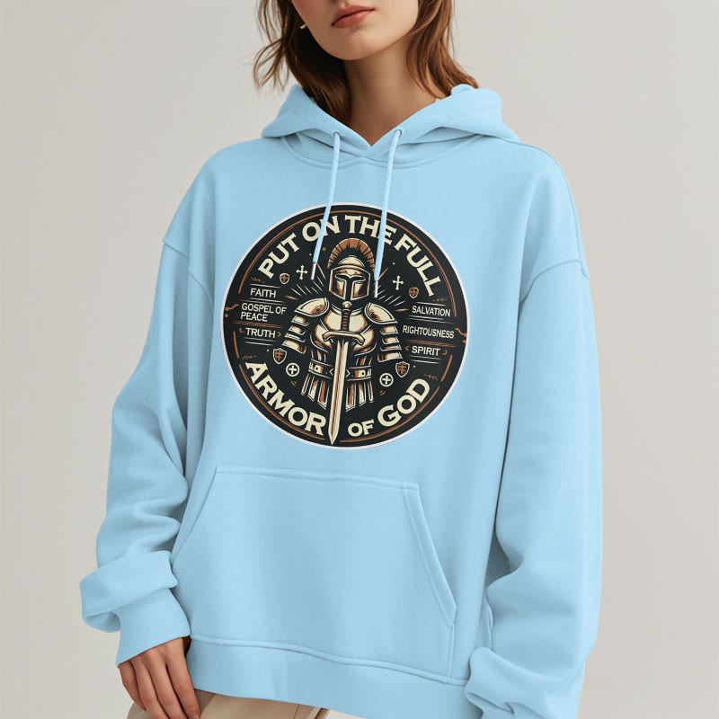 Christianartworkshop Modern Style Put On The Full Armor of God Fleece Lined Polyester Hoodie - image 33