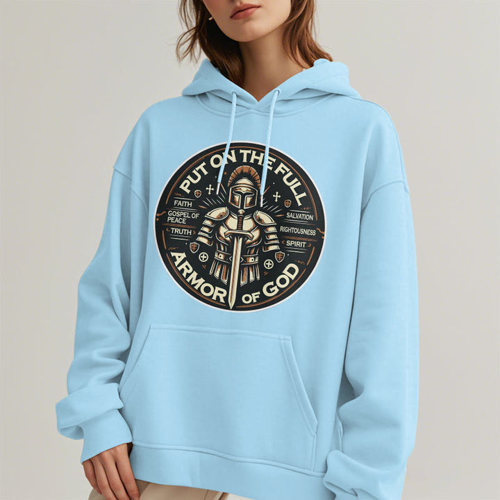 Christianartworkshop Modern Style Put On The Full Armor of God Fleece Lined Polyester Hoodie - image 33
