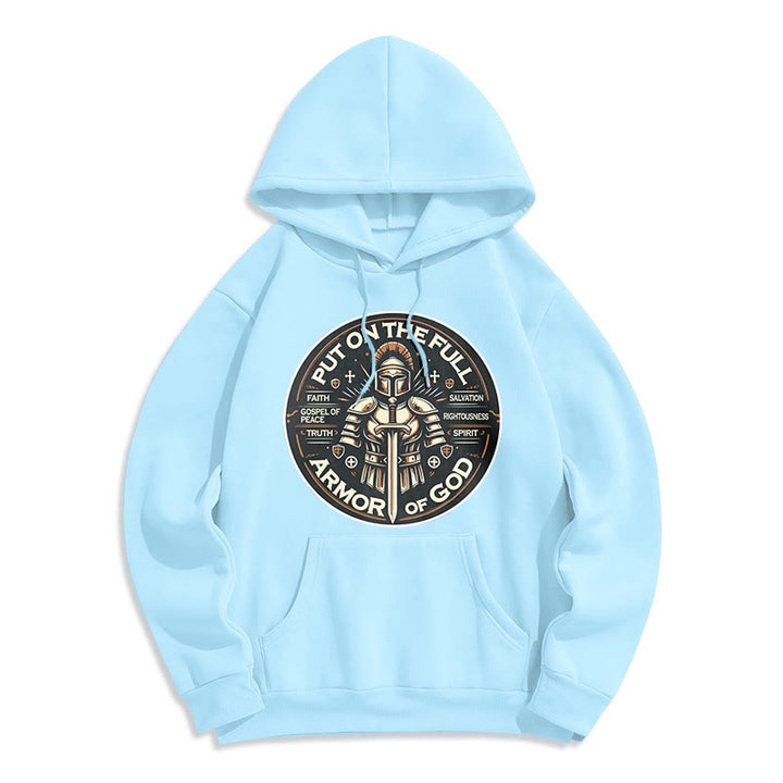 Christianartworkshop Modern Style Put On The Full Armor of God Fleece Lined Polyester Hoodie - Blue - 2XL - image 30
