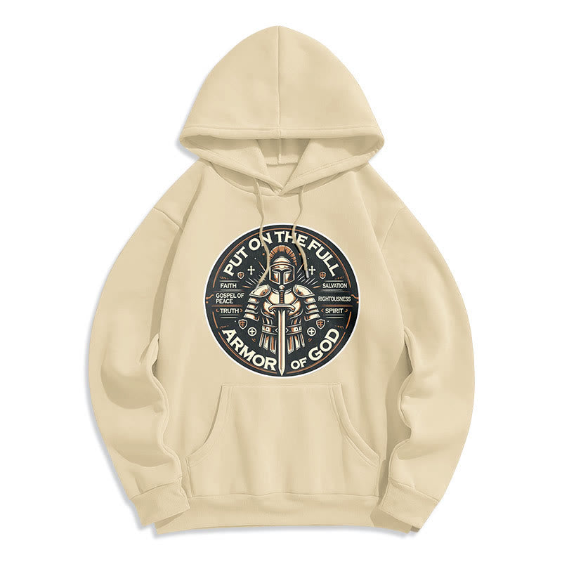 Christianartworkshop Modern Style Put On The Full Armor of God Fleece Lined Polyester Hoodie - Beige - 2XL - image 15