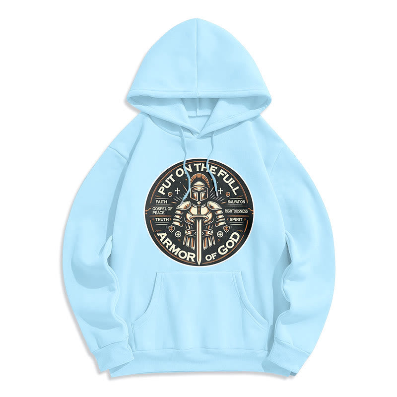 Christianartworkshop Modern Style Put On The Full Armor of God Fleece Lined Polyester Hoodie - Blue - 2XL - image 30