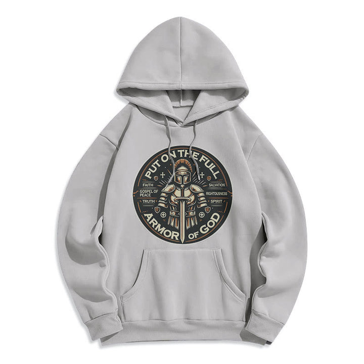 Christianartworkshop Modern Style Put On The Full Armor of God Fleece Lined Polyester Hoodie - Grey - 2XL - image 0