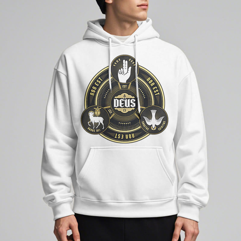 Christianartworkshop Classic Style Holy Trinity Deus Emblem Fleece Lined Polyester Hoodie - image 8