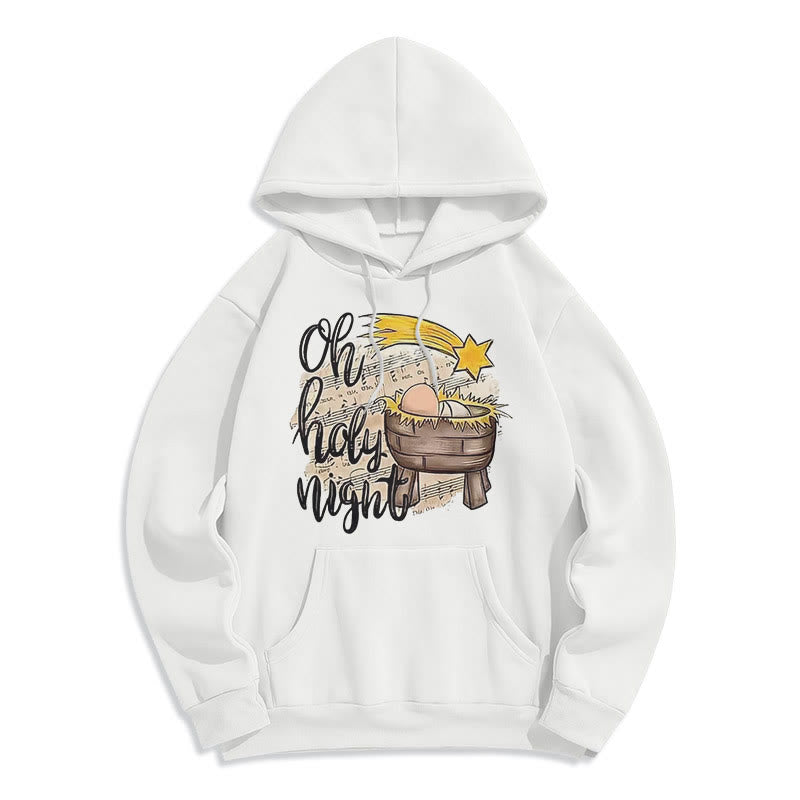 Christianartworkshop Colored Style Holy Night Cradle Nativity Scene Fleece Lined Polyester Hoodie - White - 2XL - image 5