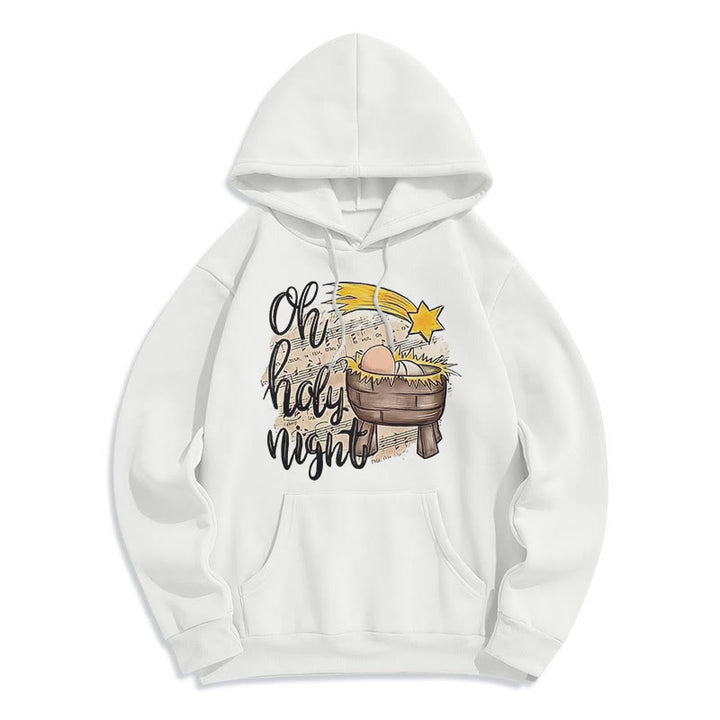 Christianartworkshop Colored Style Holy Night Cradle Nativity Scene Fleece Lined Polyester Hoodie - White - 2XL - image 5