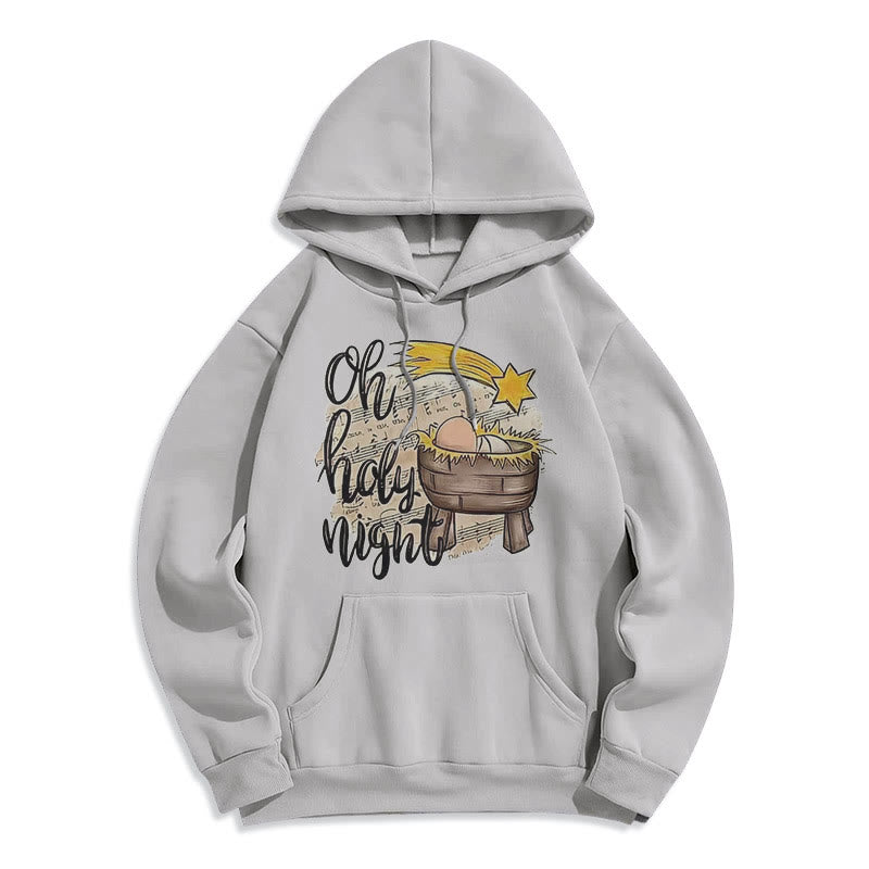 Christianartworkshop Colored Style Holy Night Cradle Nativity Scene Fleece Lined Polyester Hoodie - Grey - 2XL - image 30