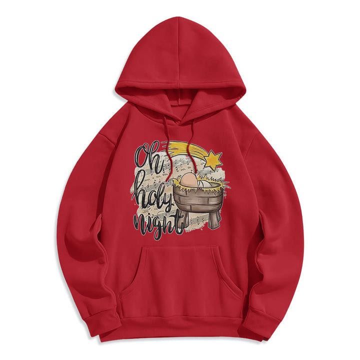 Christianartworkshop Colored Style Holy Night Cradle Nativity Scene Fleece Lined Polyester Hoodie - Red - 2XL - image 35