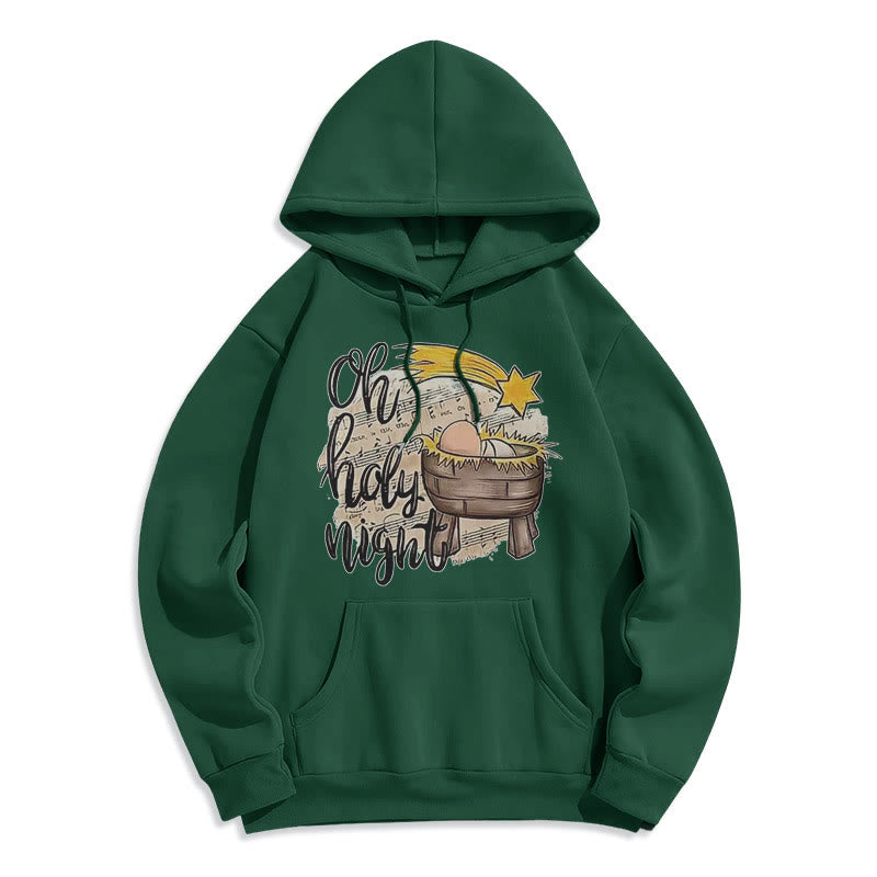 Christianartworkshop Colored Style Holy Night Cradle Nativity Scene Fleece Lined Polyester Hoodie - Green - 2XL - image 25