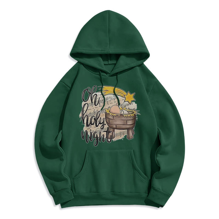 Christianartworkshop Colored Style Holy Night Cradle Nativity Scene Fleece Lined Polyester Hoodie - Green - 2XL - image 25