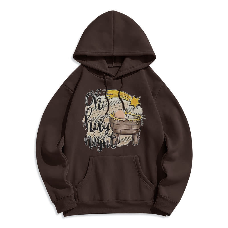 Christianartworkshop Colored Style Holy Night Cradle Nativity Scene Fleece Lined Polyester Hoodie - Brown - 2XL - image 20