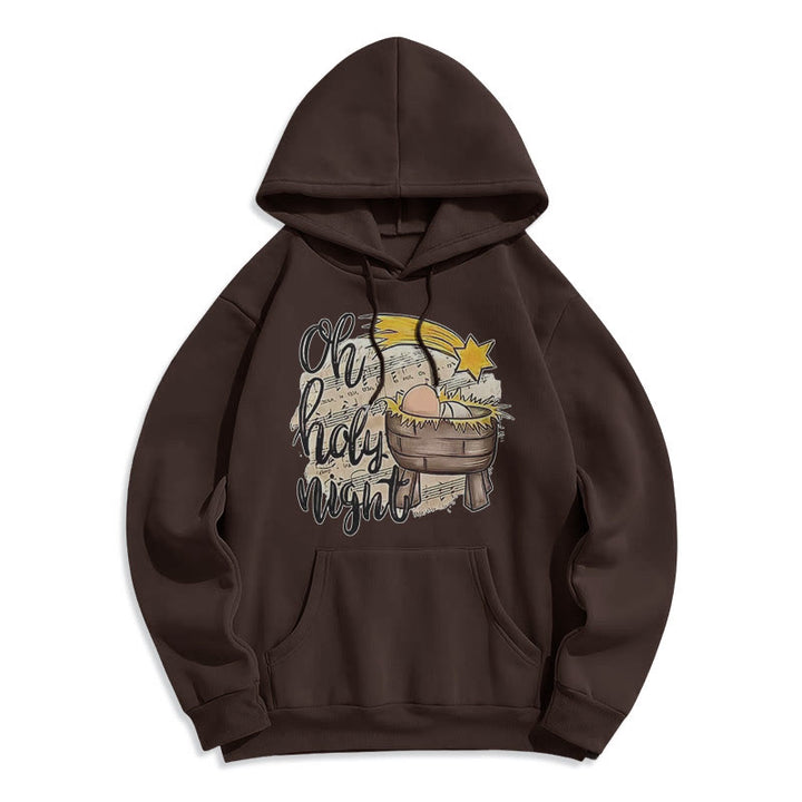 Christianartworkshop Colored Style Holy Night Cradle Nativity Scene Fleece Lined Polyester Hoodie - Brown - 2XL - image 20
