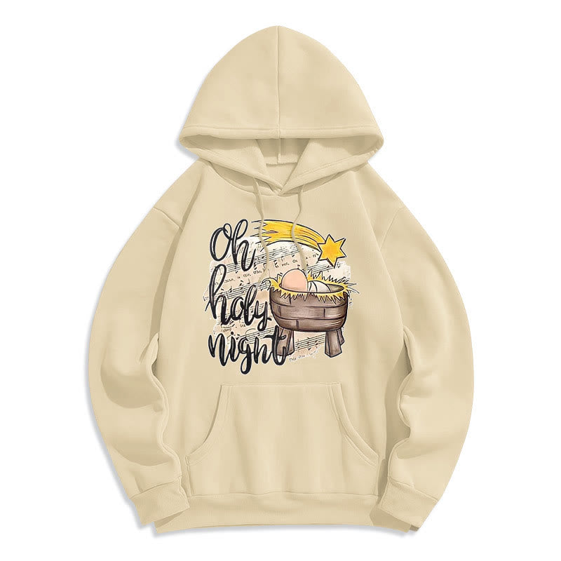 Christianartworkshop Colored Style Holy Night Cradle Nativity Scene Fleece Lined Polyester Hoodie - Beige - 2XL - image 15