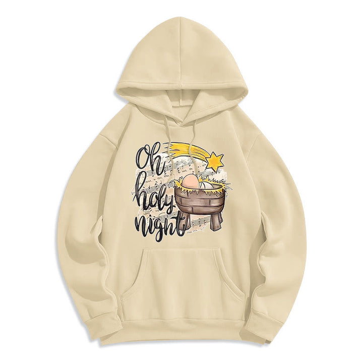 Christianartworkshop Colored Style Holy Night Cradle Nativity Scene Fleece Lined Polyester Hoodie - Beige - 2XL - image 15