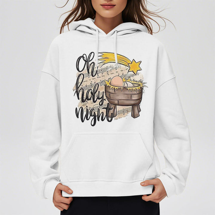 Christianartworkshop Colored Style Holy Night Cradle Nativity Scene Fleece Lined Polyester Hoodie - image 8