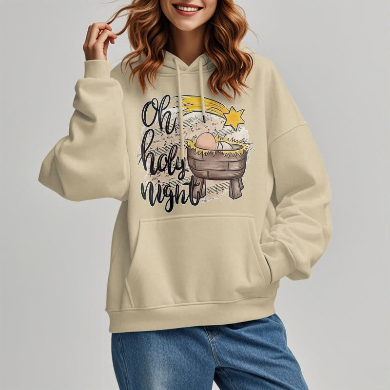 Christianartworkshop Colored Style Holy Night Cradle Nativity Scene Fleece Lined Polyester Hoodie - image 18