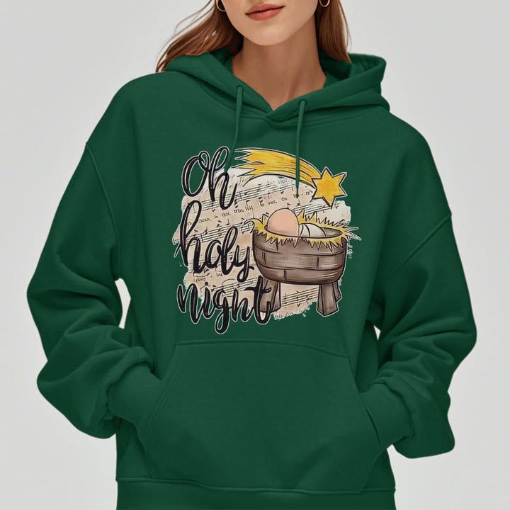 Christianartworkshop Colored Style Holy Night Cradle Nativity Scene Fleece Lined Polyester Hoodie - image 28