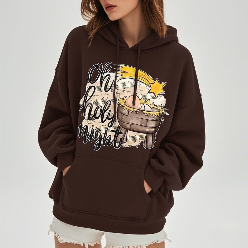 Christianartworkshop Colored Style Holy Night Cradle Nativity Scene Fleece Lined Polyester Hoodie - image 23