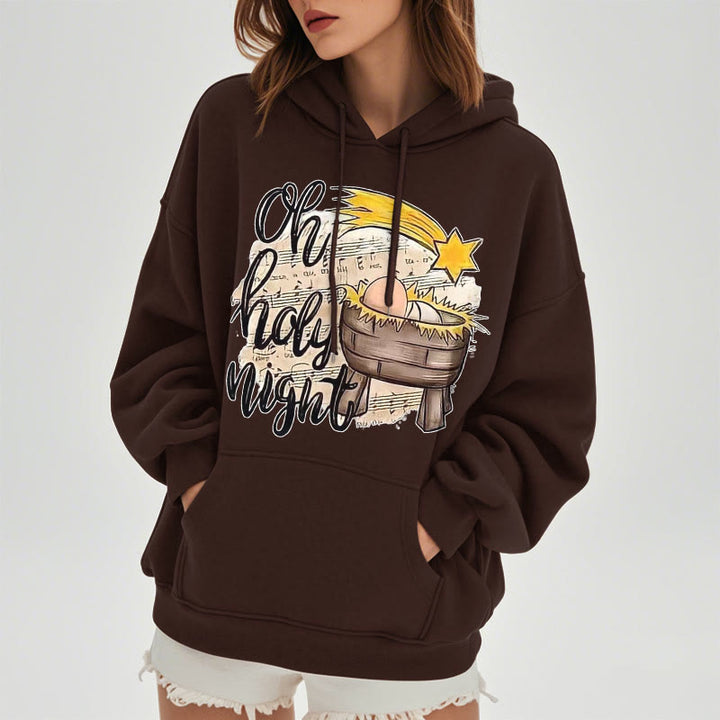 Christianartworkshop Colored Style Holy Night Cradle Nativity Scene Fleece Lined Polyester Hoodie - image 23