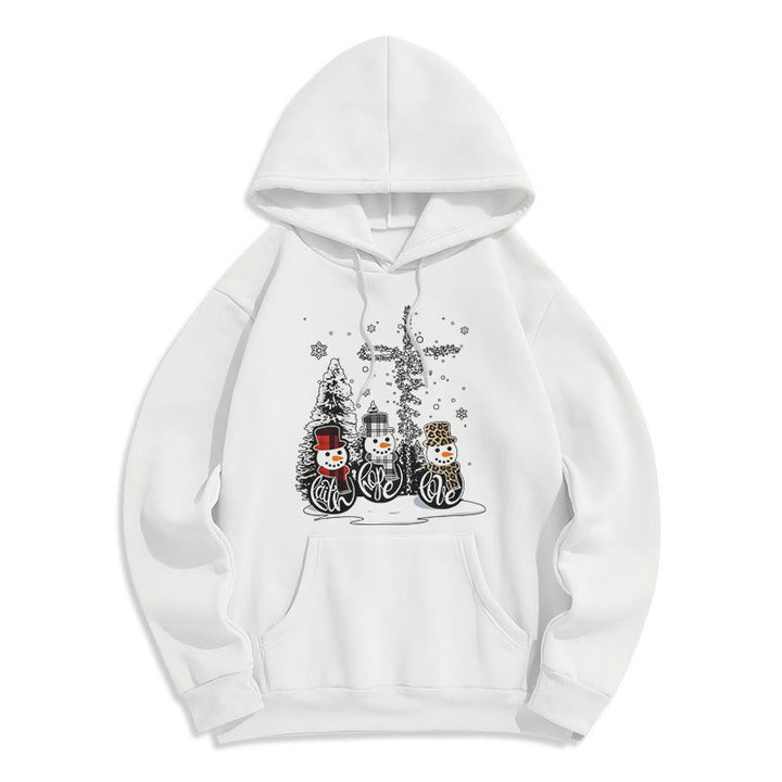 Christianartworkshop Colored Style Faith Hope Love Christmas Fleece Lined Polyester Hoodie - White - 2XL - image 10