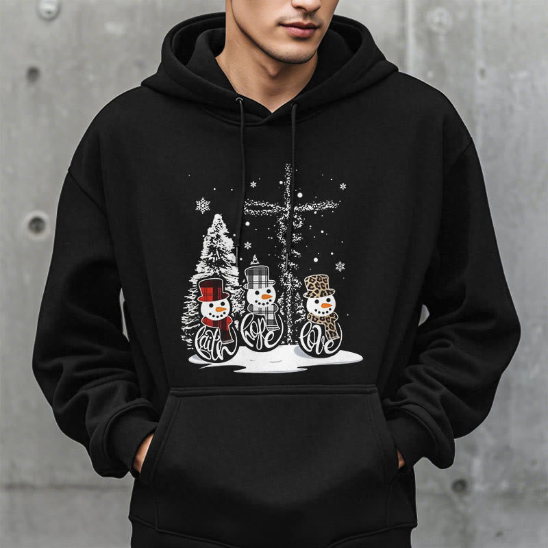 Christianartworkshop Colored Style Faith Hope Love Christmas Fleece Lined Polyester Hoodie - image 2