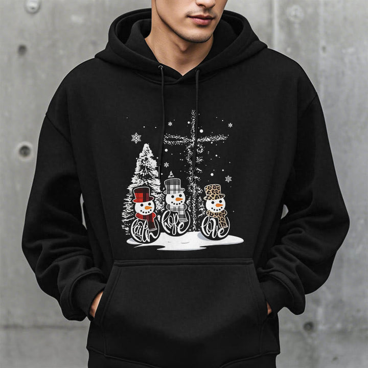 Christianartworkshop Colored Style Faith Hope Love Christmas Fleece Lined Polyester Hoodie - image 2