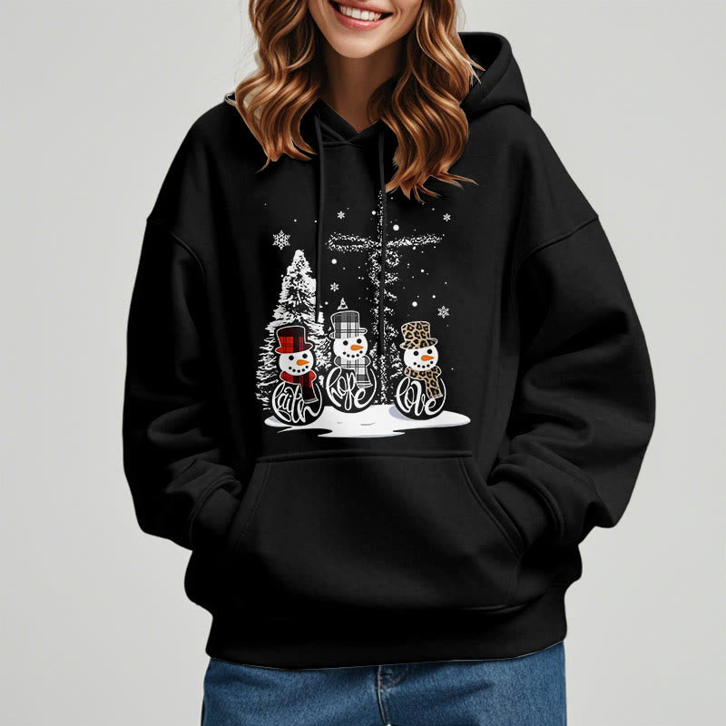 Christianartworkshop Colored Style Faith Hope Love Christmas Fleece Lined Polyester Hoodie - image 1